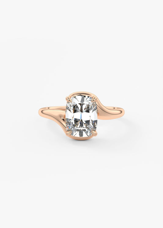 Cushion Swirl Lab Grown Diamond Engagement Ring