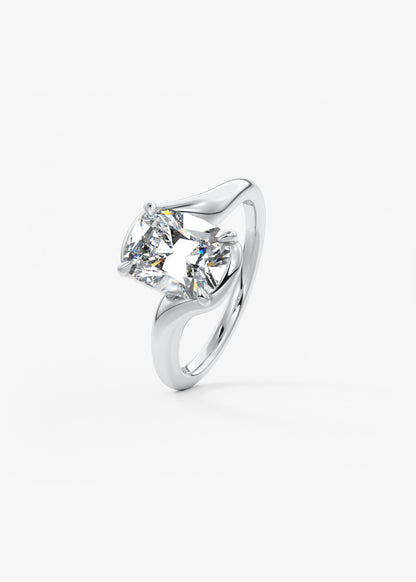 Cushion Swirl Lab Grown Diamond Engagement Ring