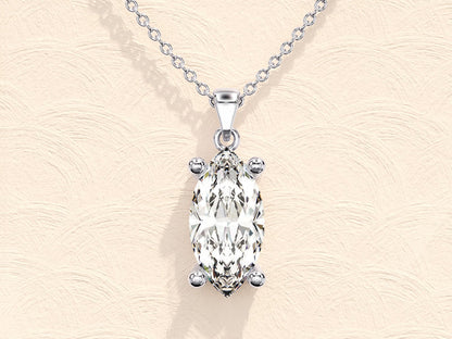 1.0 TCW Marquise Shape Moissanite Solitaire Necklace