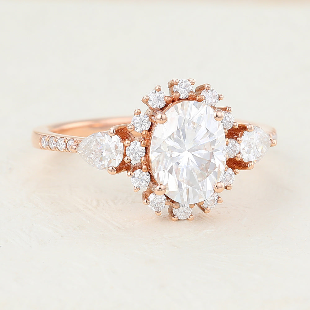 Oval Cluster Lab-Grown Diamond Engagement Ring