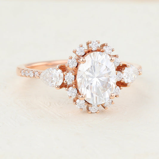 Oval Cluster Lab-Grown Diamond Engagement Ring