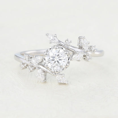 Round Cluster Lab-Grown Diamond Engagement Ring