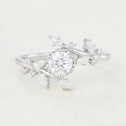 Round Cluster Lab-Grown Diamond Engagement Ring