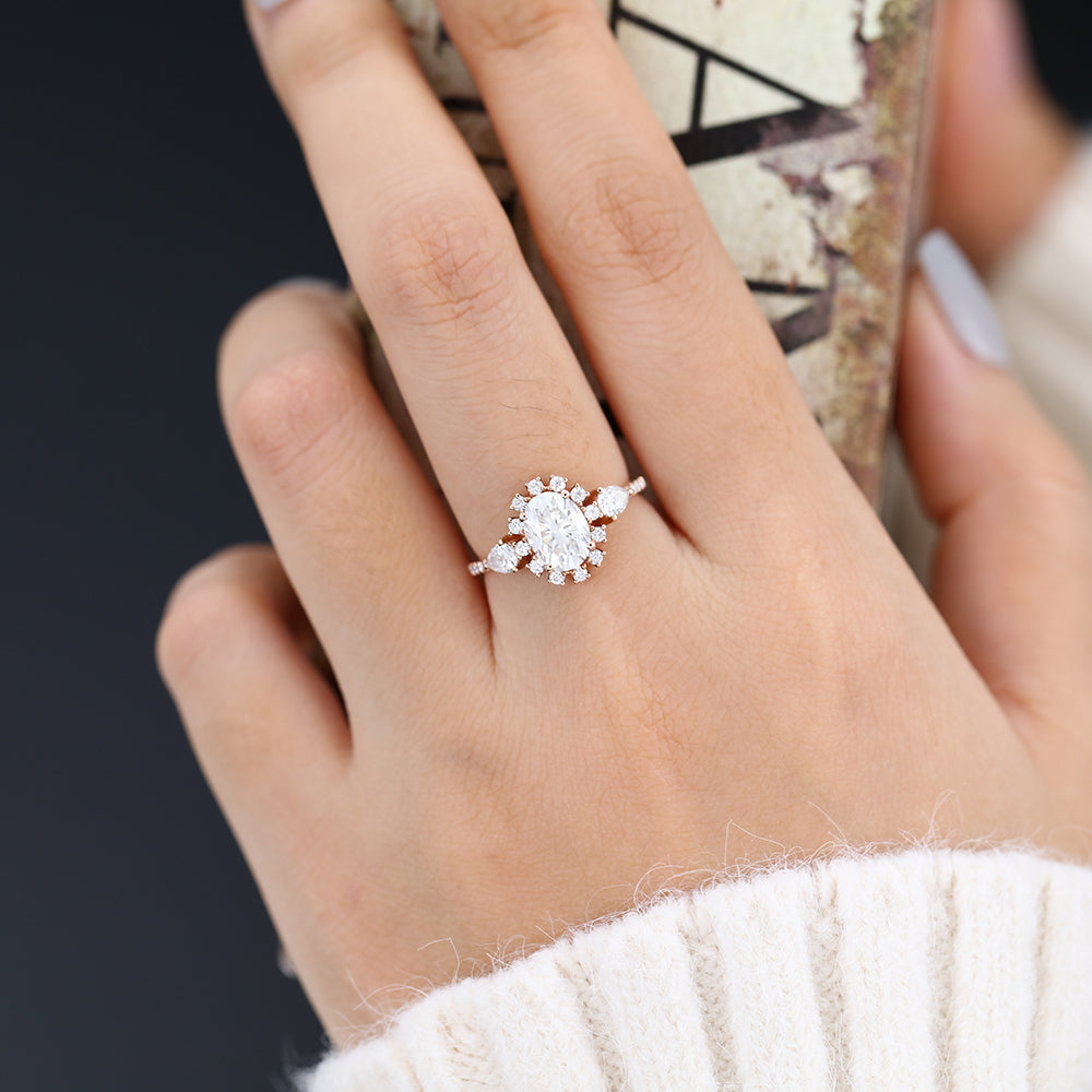 Oval Cluster Lab-Grown Diamond Engagement Ring