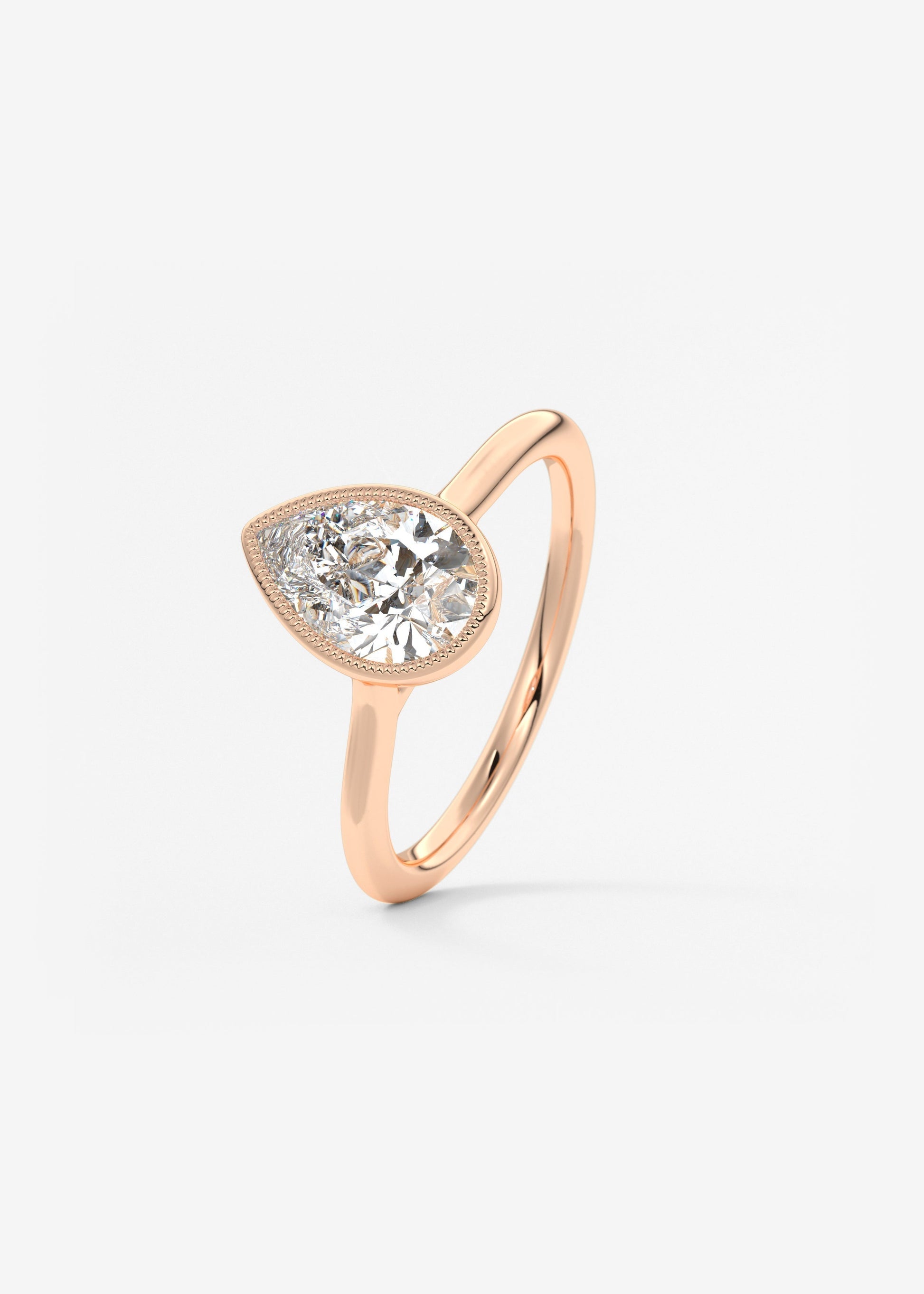 Pear Milgrain Bezel Lab Grown Diamond Engagement Ring