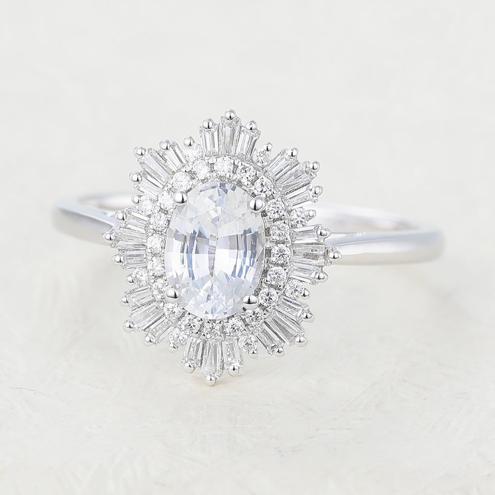 Oval Cluster Lab-Grown Diamond Engagement Ring
