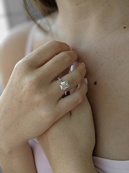 3.2 CT Emerald Solitaire CVD G/VS1 Diamond Engagement Ring 6