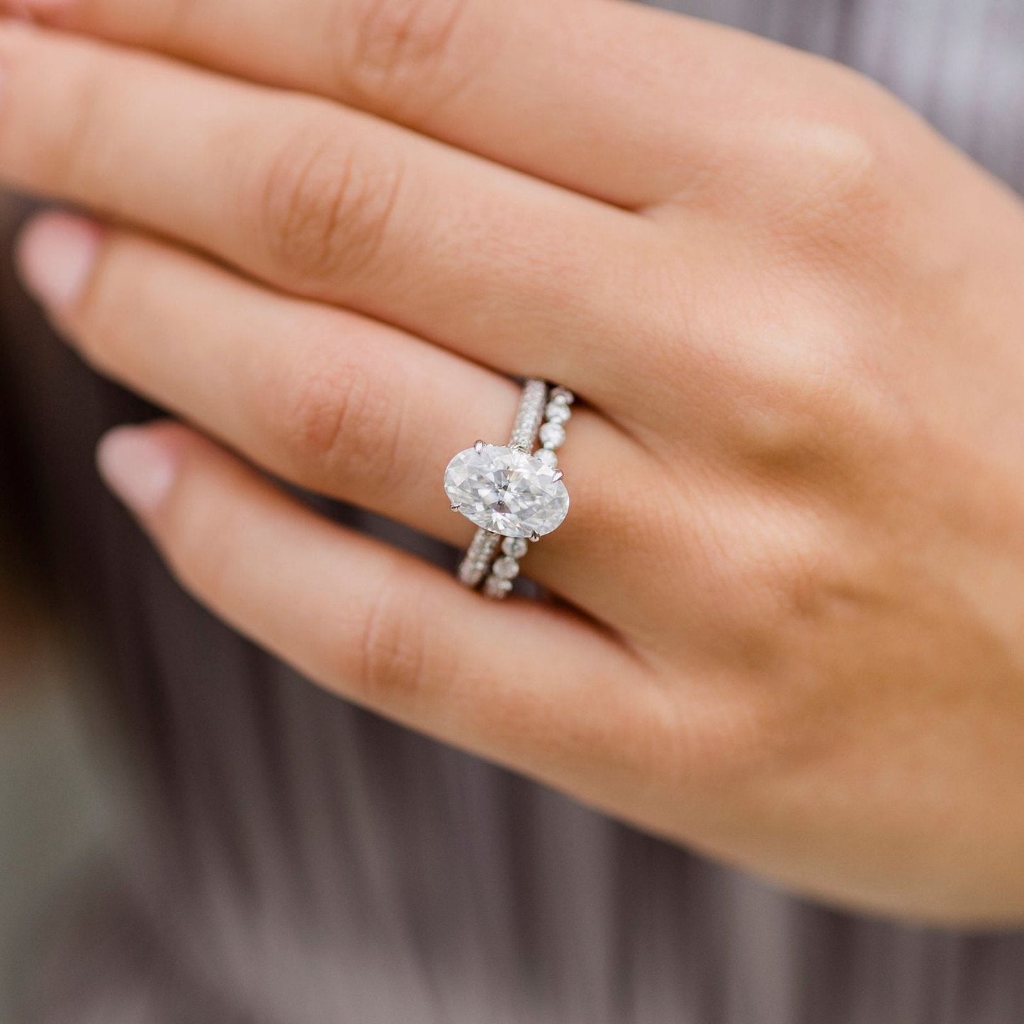 Oval Pave Lab Grown Diamond Engagement Ring