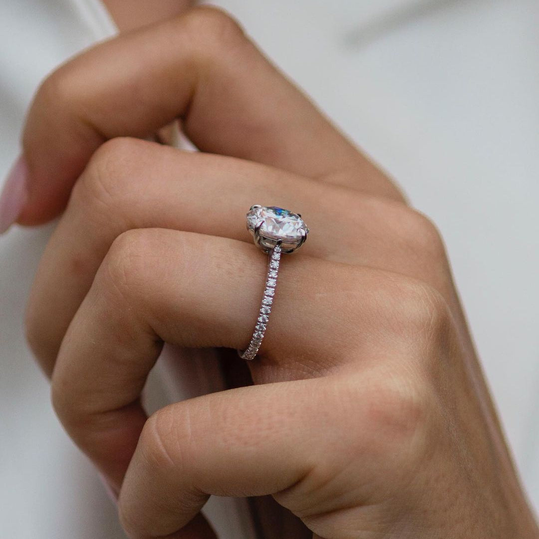 Round Pave Lab Grown Diamond Engagement Ring