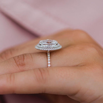 Oval Double Halo & Pave Lab Grown Diamond Engagement Ring