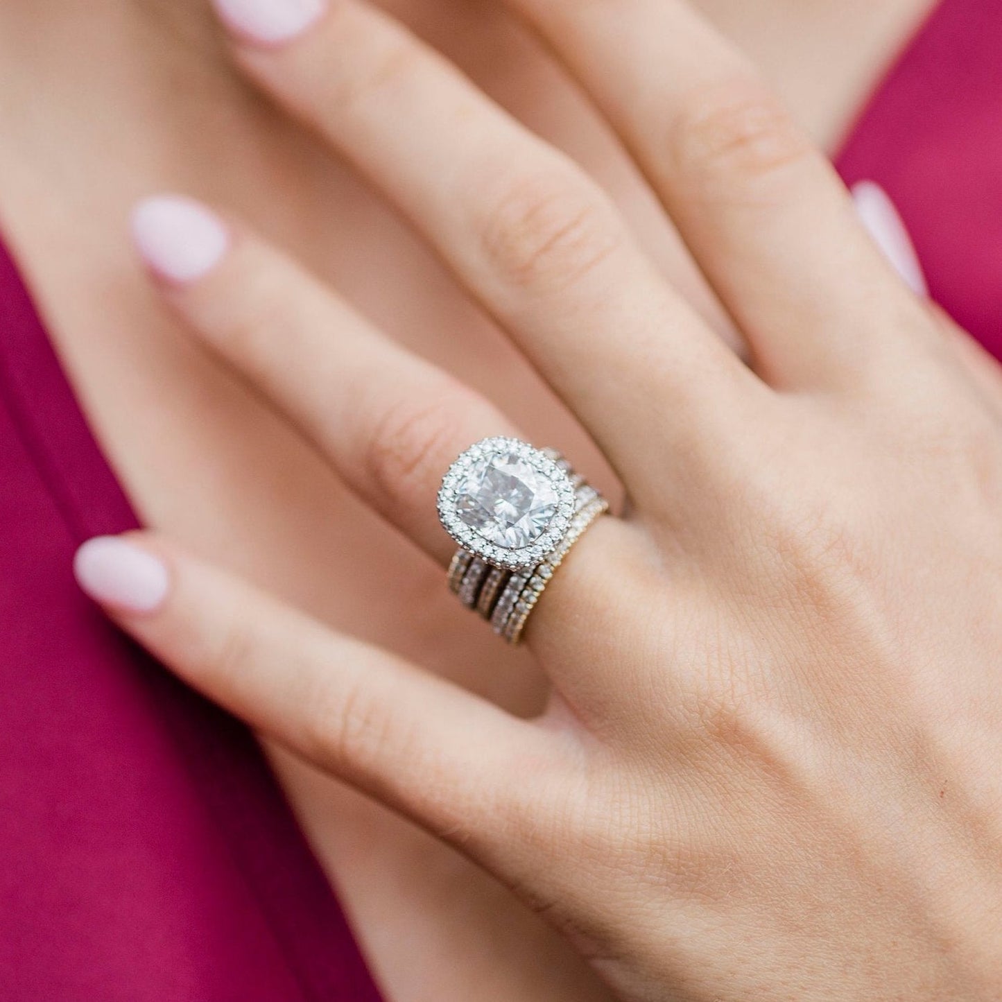 Cushion Halo & Pave Lab Grown Diamond Engagement Ring