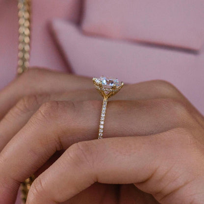 Round Pave Lab Grown Diamond Engagement Ring