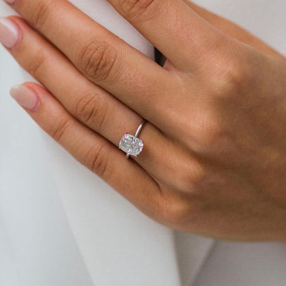 Cushion Hidden Halo Lab Grown Diamond Engagement Ring