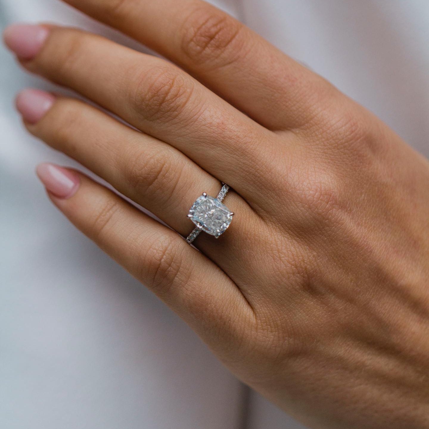 Cushion Pave Lab Grown Diamond Engagement Ring