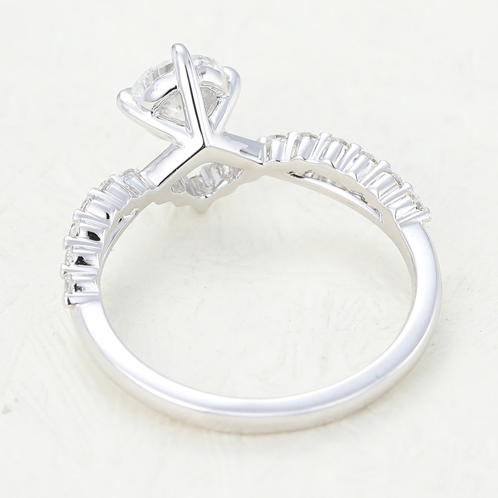 Round Pave Split Shank Lab-Grown Diamond Engagement Ring