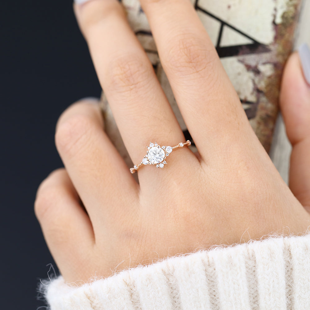 Round Cluster Lab-Grown Diamond Engagement Ring