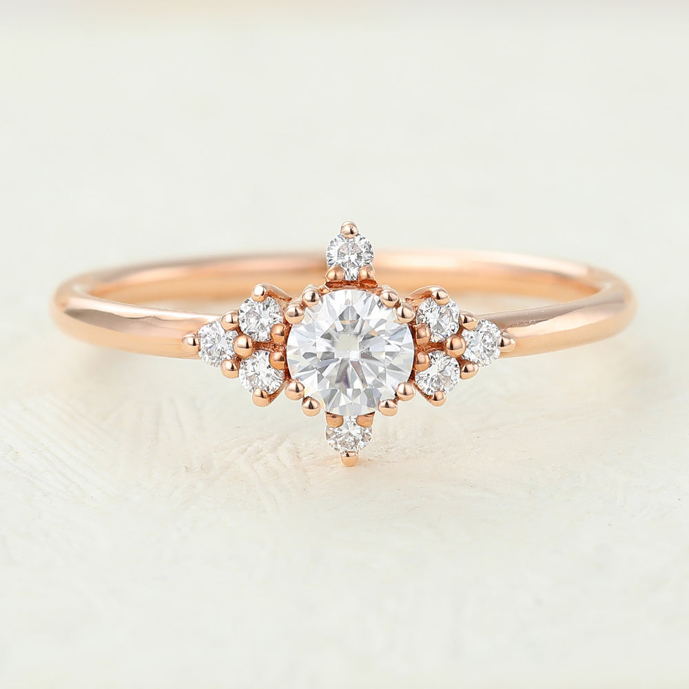 Round Cluster Lab-Grown Diamond Engagement Ring