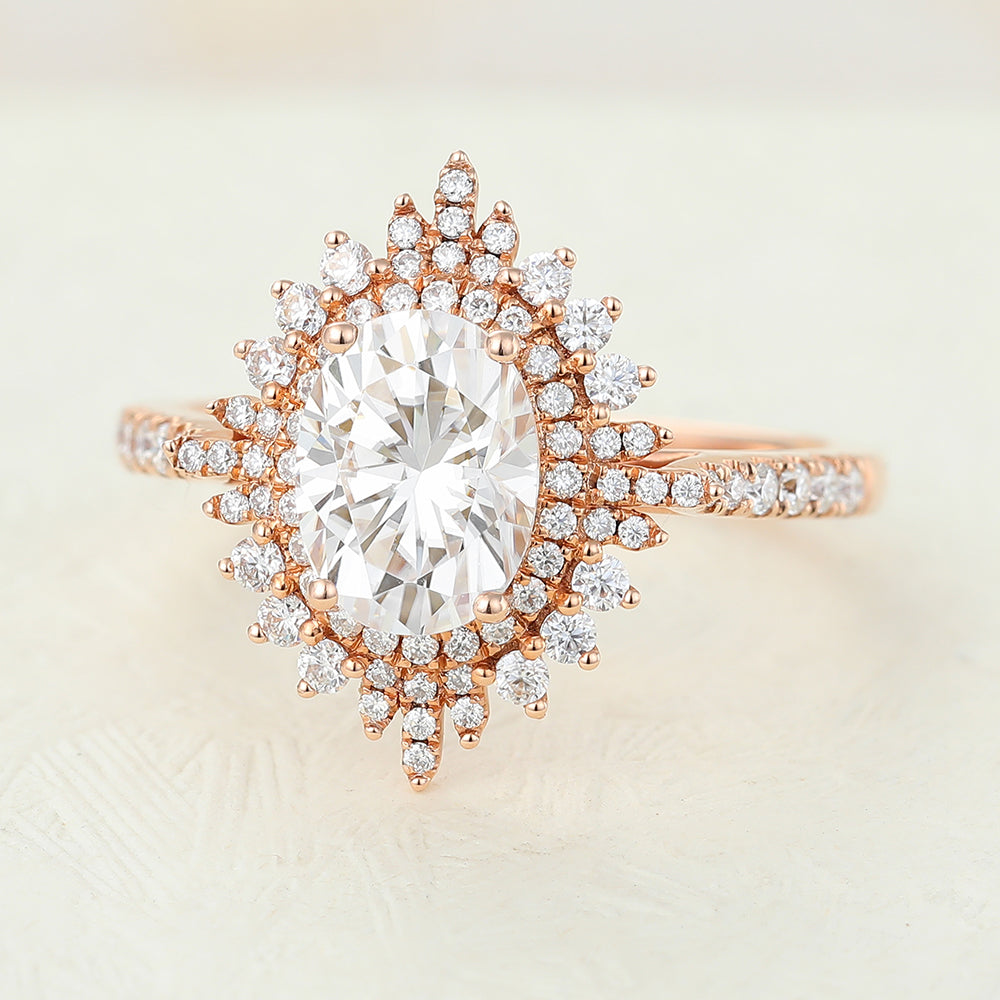 Oval Cluster Lab-Grown Diamond Engagement Ring