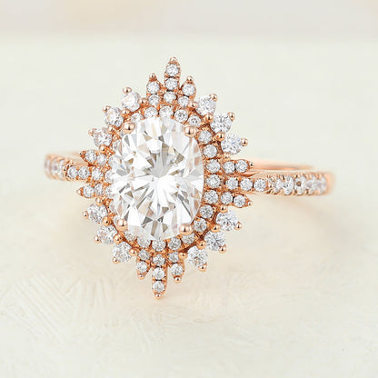 Oval Cluster Lab-Grown Diamond Engagement Ring