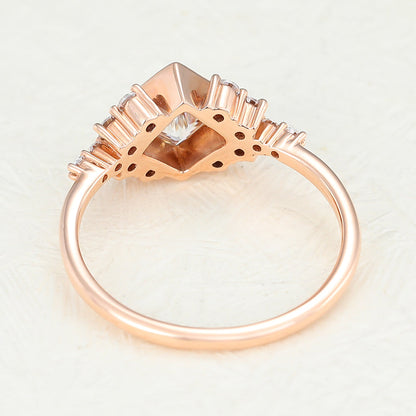 Princess Bezel & Cluster Lab-Grown Diamond Engagement Ring