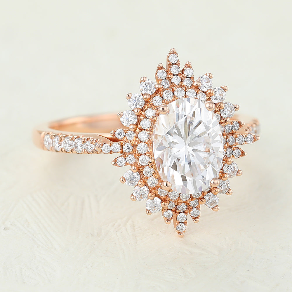Oval Cluster Lab-Grown Diamond Engagement Ring