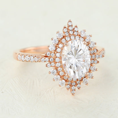 Oval Cluster Lab-Grown Diamond Engagement Ring