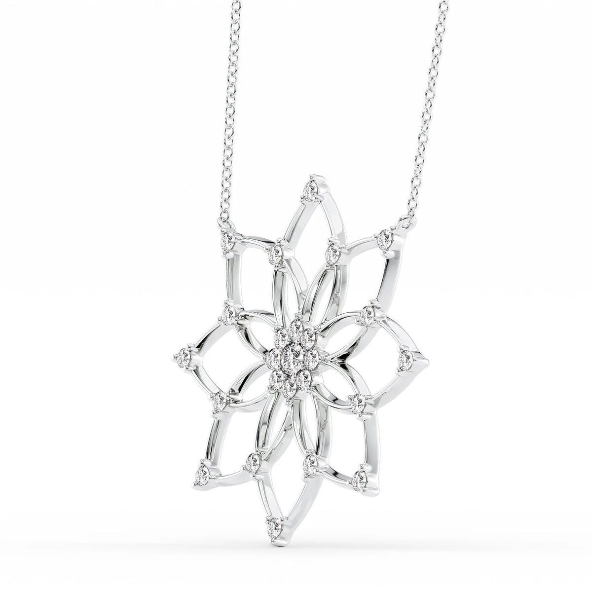 0.55 CT Round Shape Moissanite floral Necklace