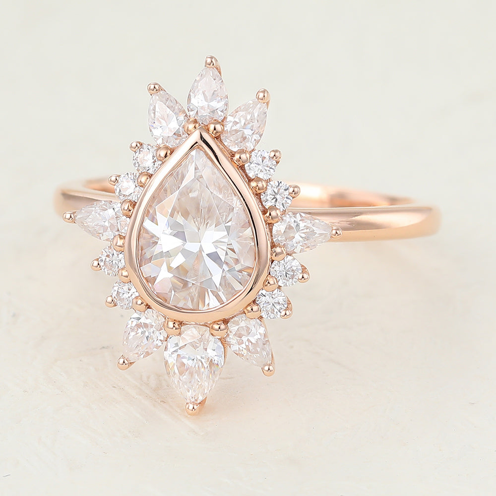 Pear Cluster Lab-Grown Diamond Engagement Ring
