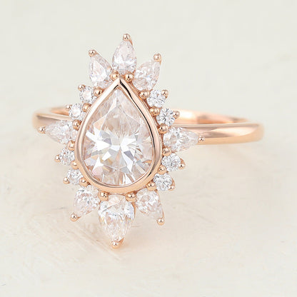 Pear Cluster Lab-Grown Diamond Engagement Ring