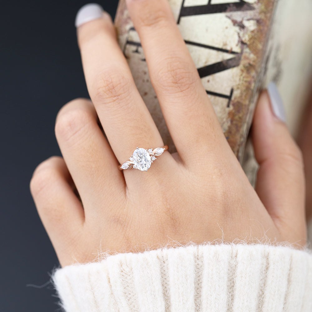 Oval Cluster Lab-Grown Diamond Engagement Ring
