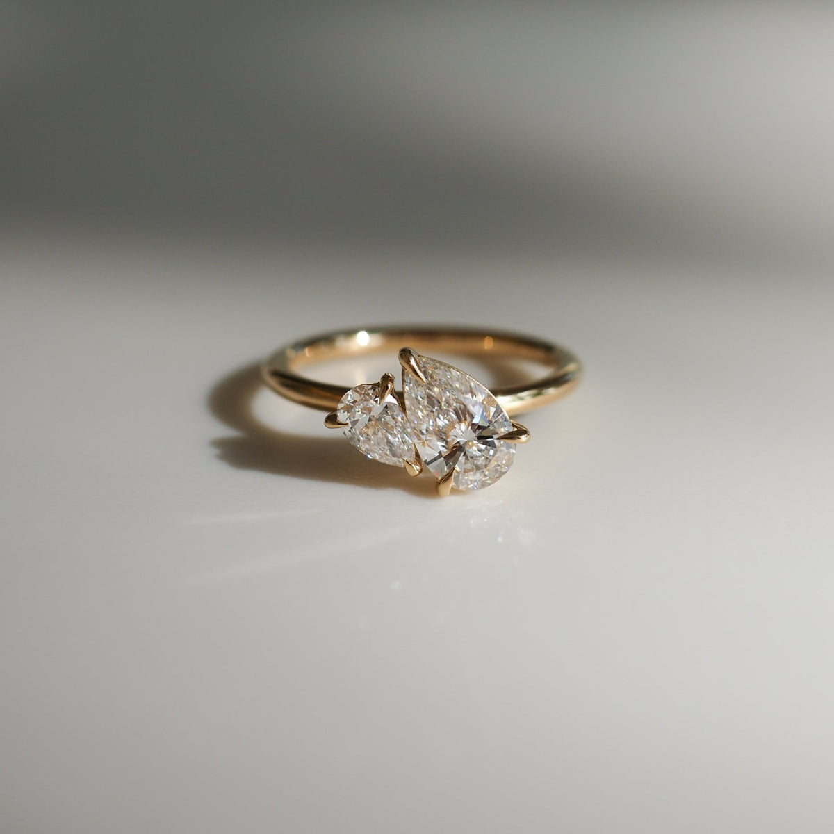 Stunning 1 CT Pears Moissanite Engagement Ring with Two Stone Design 1