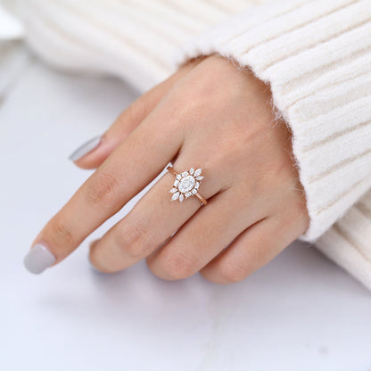 Oval Cluster Lab-Grown Diamond Engagement Ring