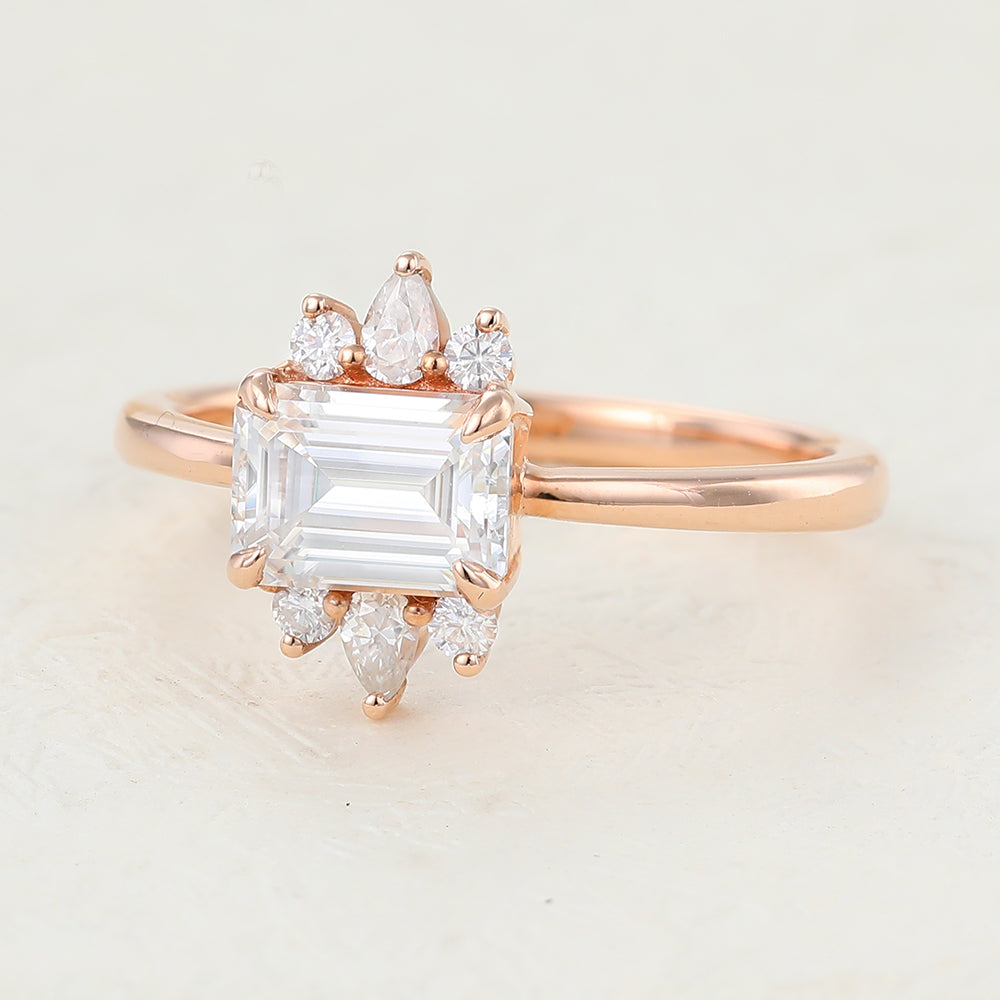 Emerald Cluster Lab-Grown Diamond Engagement Ring
