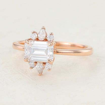 Emerald Cluster Lab-Grown Diamond Engagement Ring