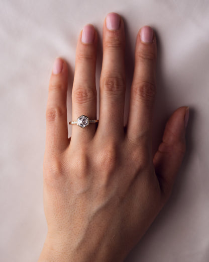 1.15 CT Hexagon Cut Pave Lab Grown Diamond Engagement Ring