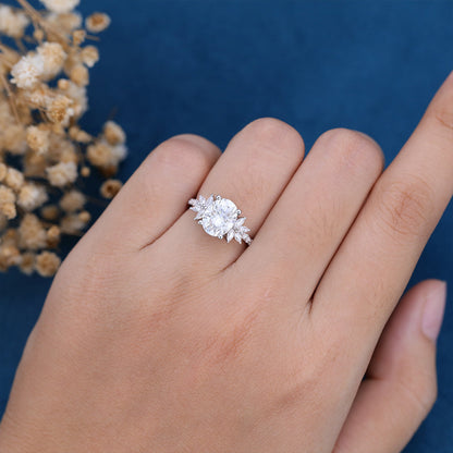 Oval Cluster Lab Grown Diamond Engagement Ring