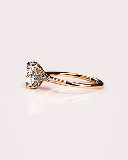 1.49 CT Cushion Cut Hidden Halo Lab Grown Diamond Engagement Ring