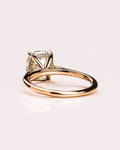 1.49 CT Cushion Cut Hidden Halo Lab Grown Diamond Engagement Ring