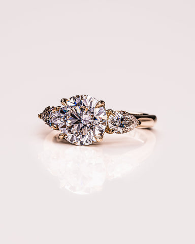 3.08 CT Round Three Stone Moissanite Engagement Ring
