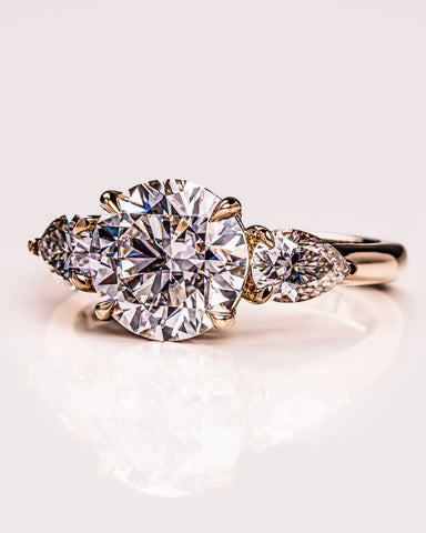 3.08 CT Round Three Stone Moissanite Engagement Ring