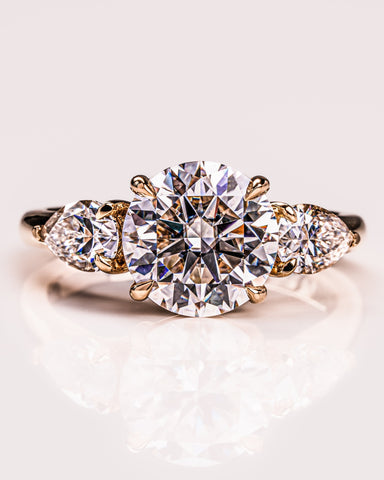 3.08 CT Round Three Stone Moissanite Engagement Ring