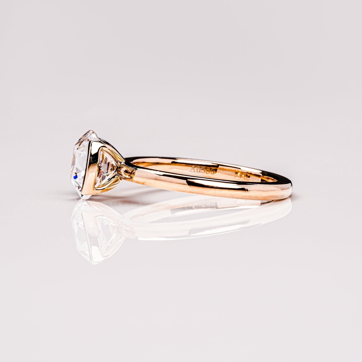 Cushion Solitaire & Half Bezel Moissanite Engagement Ring