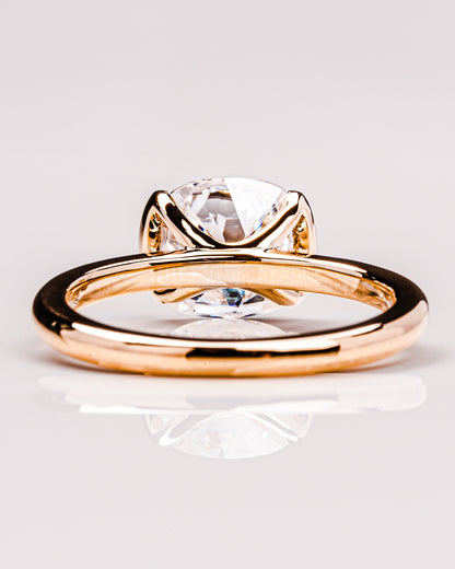 2.54 CT Cushion Half Bezel Solitaire Lab Grown Diamond Engagement Ring