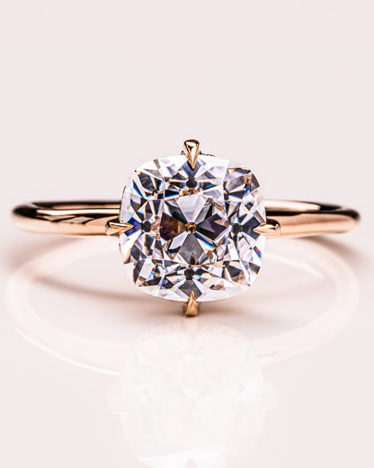 2.54 CT Cushion Cut Lab Grown Diamond Engagement Ring With Hidden Halo Setting