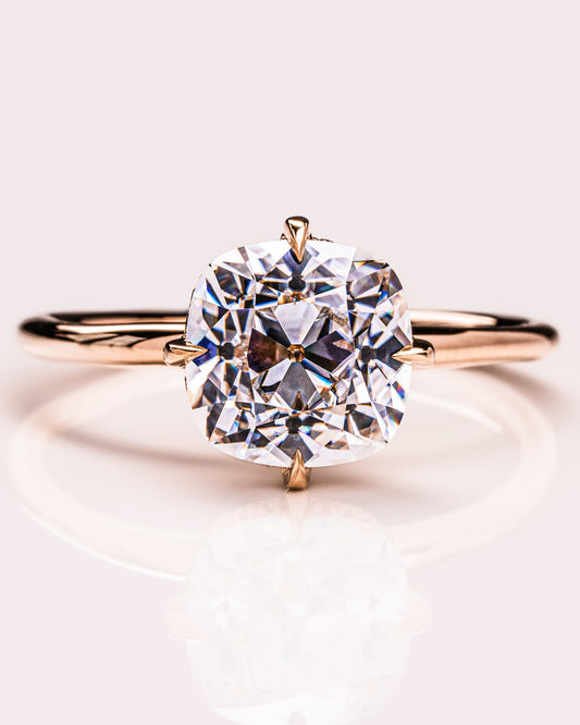 2.54 CT Cushion Cut Lab Grown Diamond Engagement Ring With Hidden Halo Setting