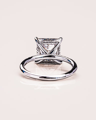 2.87 CT Princess Cut Moissanite Solitaire Engagement Ring With Hidden Halo Setting 8