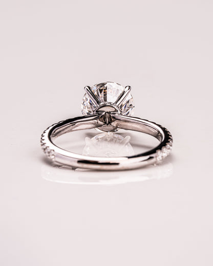 1.9 CT Round Hidden Halo Pave Lab Grown Diamond Engagement Ring