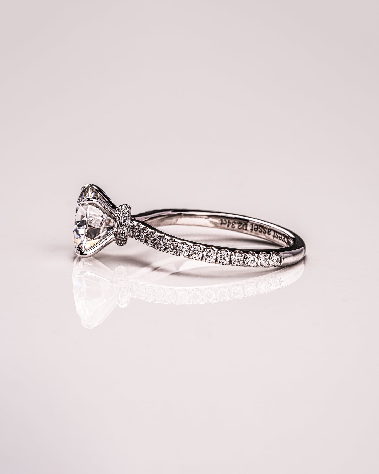 1.9 CT Round Hidden Halo Pave Lab Grown Diamond Engagement Ring