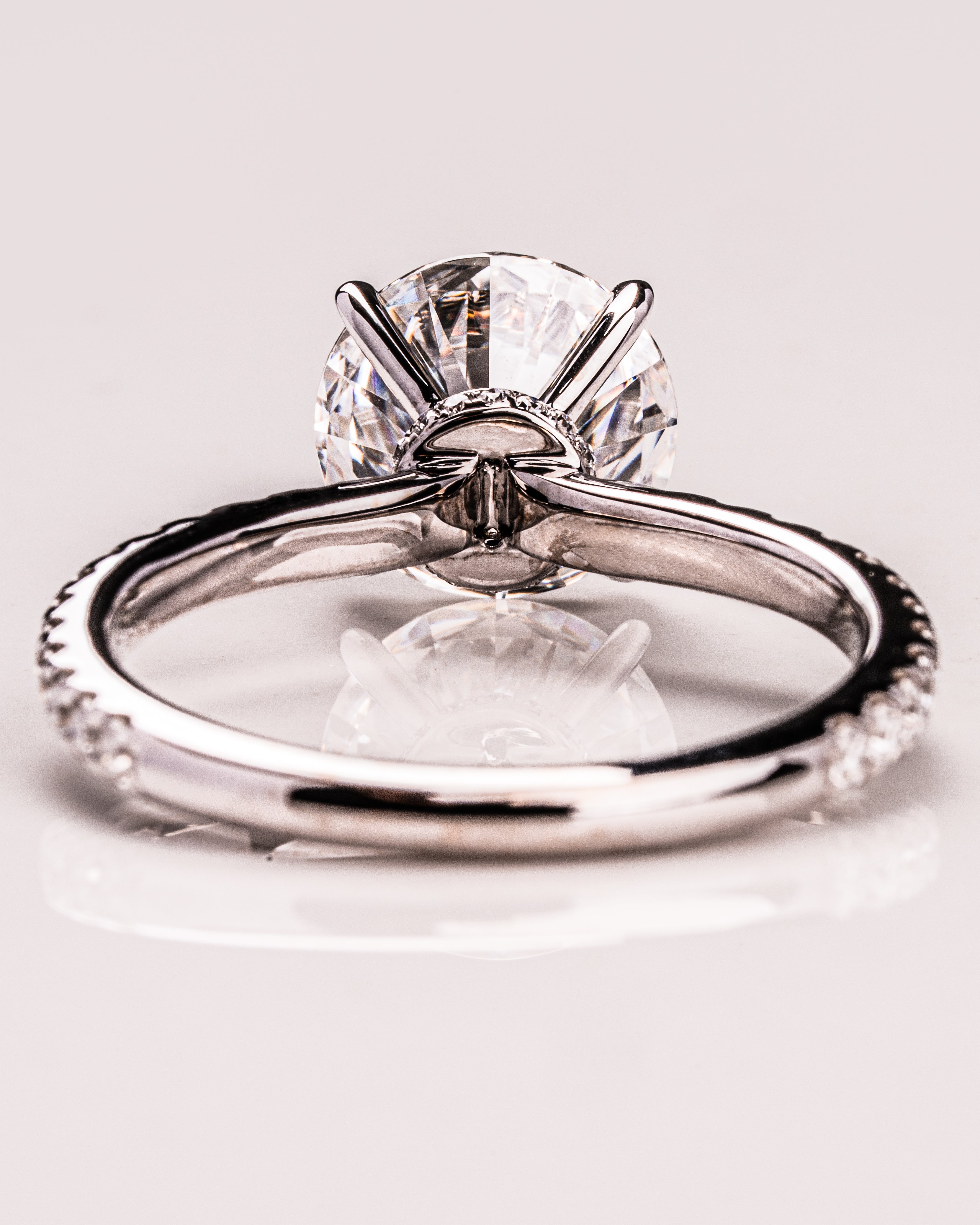 1.9 CT Round Hidden Halo Pave Moissanite Engagement Ring 6