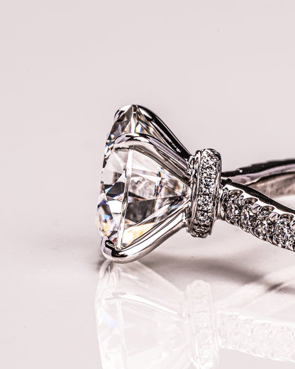 1.9 CT Round Hidden Halo Pave Lab Grown Diamond Engagement Ring